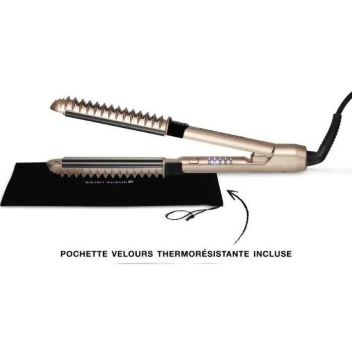 SAINT ALGUE Demeliss XCURLER 3965 - Professional Hair Straightener - Heat Back - Ceramic - 56 W - Gold