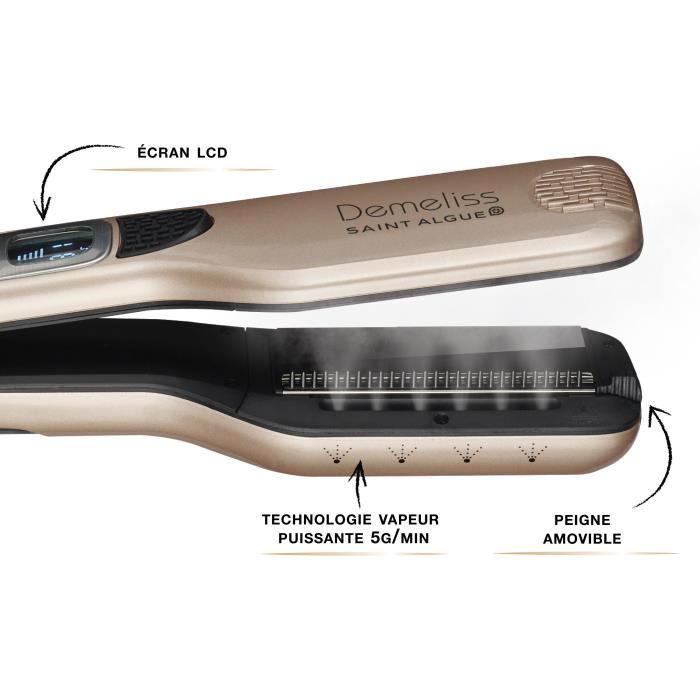 SAINT ALGUE 3992 - Demeliss Titanium box: Steam straightener + Elixir Ritual shine treatment 50ml - 150 ° C to 230 ° C - Auto stop