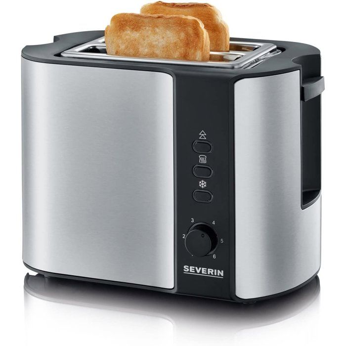SEVERIN AT2589 Toaster, 2 slots for 2 slices: toasting, thawing and reheating, pastries rack, self-centering, stainless steel