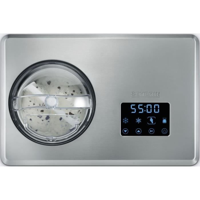 SEVERIN EZ7405 Sorbetiere Yogurt maker 2 in 1 - Innovative function for making ice cream sorbets and yoghurts / brushed stainless steel