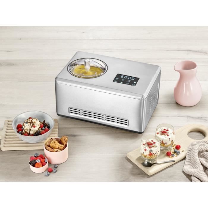 SEVERIN EZ7405 Sorbetiere Yogurt maker 2 in 1 - Innovative function for making ice cream sorbets and yoghurts / brushed stainless steel