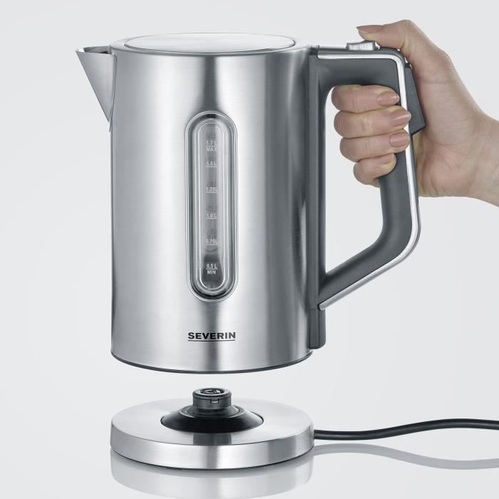SEVERIN WK3418 Kettle 1.7 L with adjustable temperature up to 100 ° C, 5 ° C steps, LCD display, Bisphenol A free, 360 ° base, Stainless steel
