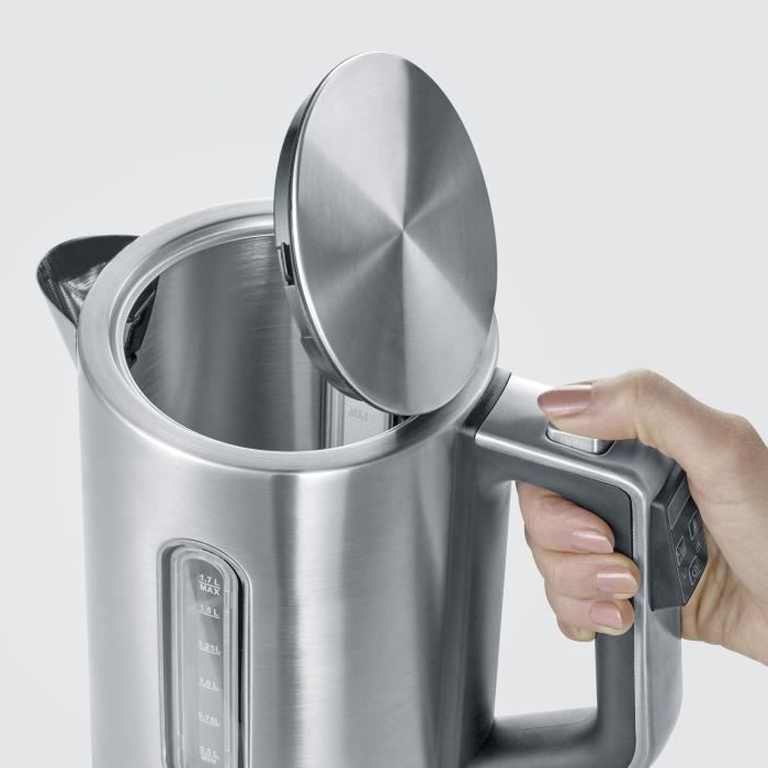 SEVERIN WK3418 Kettle 1.7 L with adjustable temperature up to 100 ° C, 5 ° C steps, LCD display, Bisphenol A free, 360 ° base, Stainless steel