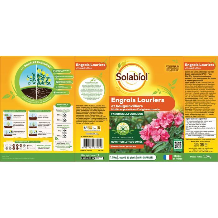 SOLABIOL SOLAURY15 Laurel And Bougainvillea Fertilizer - 1.5 Kg