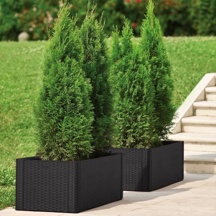 STEFANPLAST Natural Delux rectangular flower box - 100x43xH33cm - 90 + 6.5L in the reserve - Anthracite