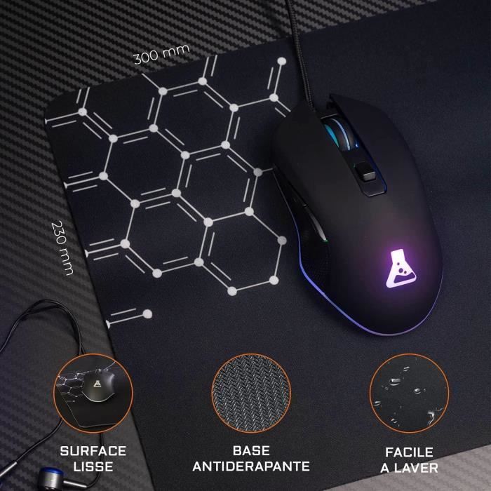THE G-LAB COMBO HELIUM Keyboard FR Backlit Performance + Comfort Mouse + In-Ear Headphones + Non-Slip Mat