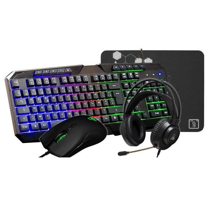 4 in 1 Gamer Pack - The G-Lab - COMBO NATRIUM - Wired Mouse - Wired Keyboard - Wired Headset - Mouse Pad