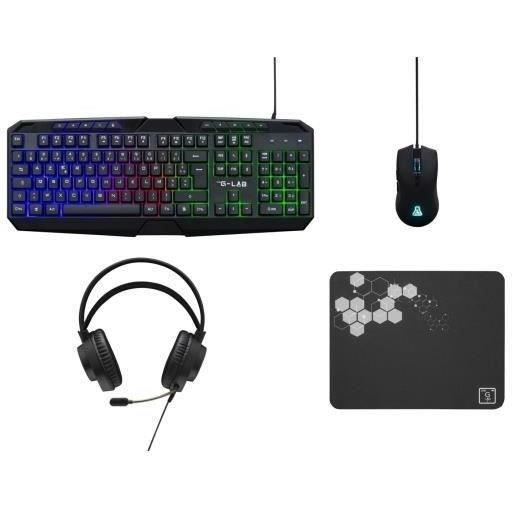 4 in 1 Gamer Pack - The G-Lab - COMBO NATRIUM - Wired Mouse - Wired Keyboard - Wired Headset - Mouse Pad