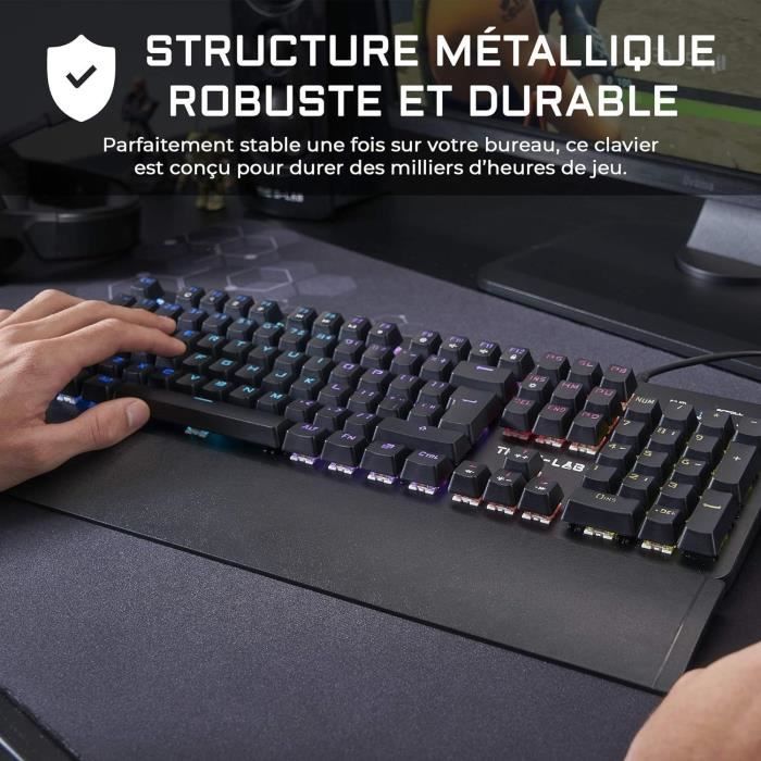 THE G-LAB Gaming Carbon Backlit mechanical keyboard - Switch Blues - Wrist rest - FR
