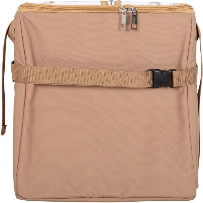 Portable booster seat - TINEO - 30 x 28 x 13 cm - Ultra Compact - Camel / Bears