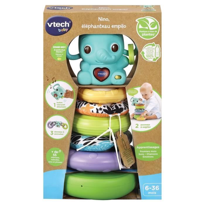 VTECH BABY - Nino, Baby Elephant Stacko 3 in 1 (Bio-Based Plastic)