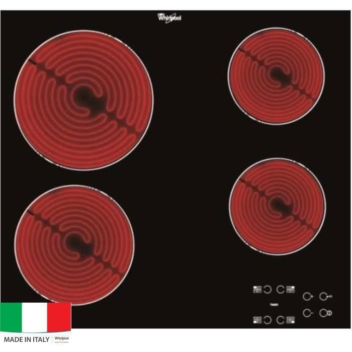 WHIRLPOOL AKT8090NE Glass Ceramic hob - 4 areas - 6200W - L58 x D51cm - Glass coating - Black