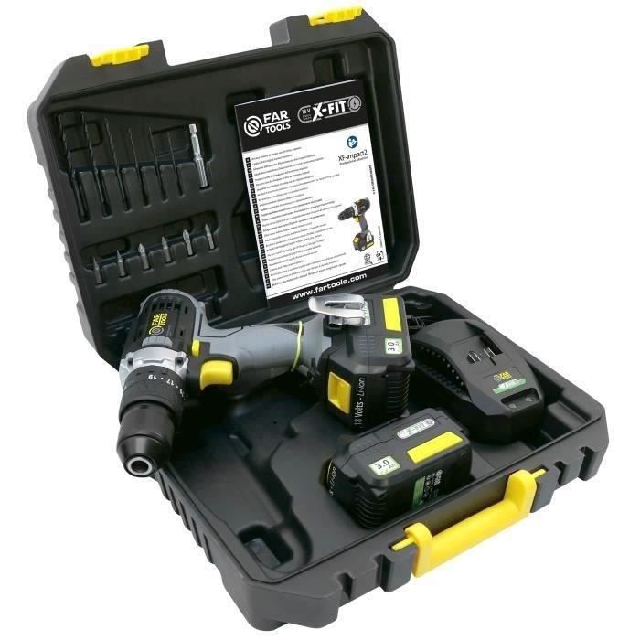 X-FIT PACK 'BIG WORK' 3 machines 18V + 2 batteries 18V 3.0Ah: Drill / screwdriver + Perfo hammer + Angle grinder