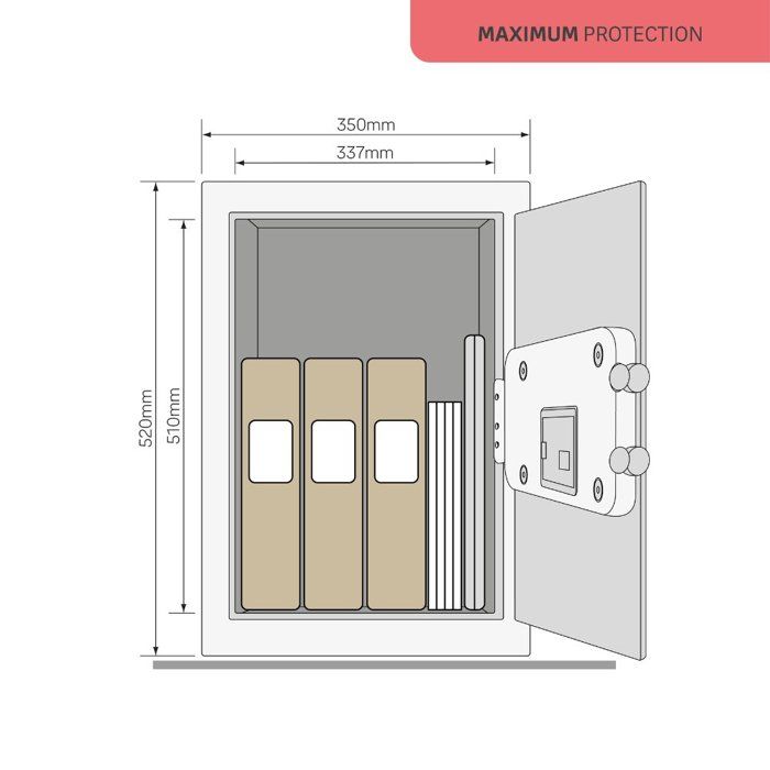 YALE High security safe with electronic lock (SKG certified), professional size H.52 x W.35 x D.36 cm (49.8 L)