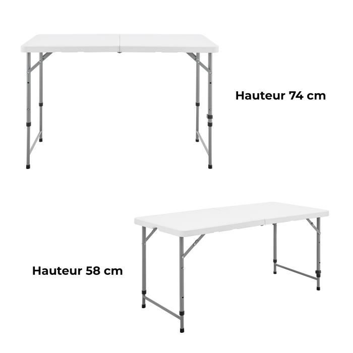 Folding table - 120 cm - 4 persons - Powder coated steel tubes, Ø 25 x 1 mm