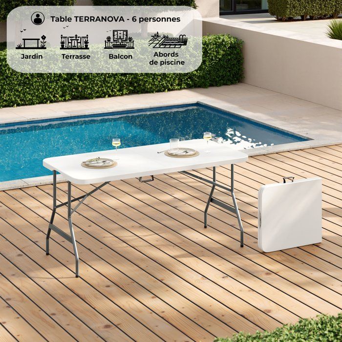 Folding table - 150 cm - 6 people - Powder coating in steel tubes