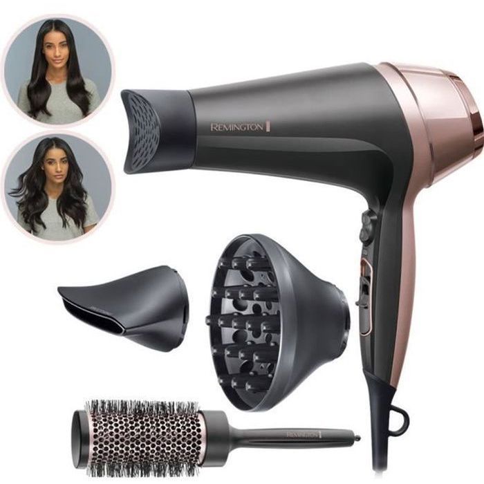 Remington D5706 Hairdressing Set, Ionic Hair Dryer Curl Confidence 2200W, 45mm Brush, Ceramic Grid, Lightweight, Silent