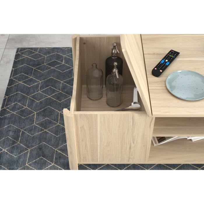 BETTY rectangular coffee table - In particle board covered with paper - Oak decor - Classic - L110 x H42 x D60 cm