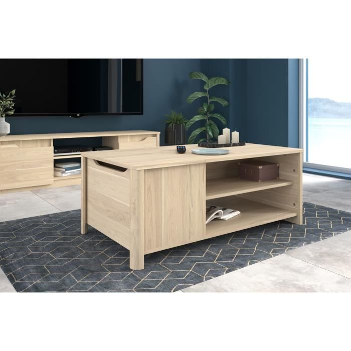 BETTY rectangular coffee table - In particle board covered with paper - Oak decor - Classic - L110 x H42 x D60 cm