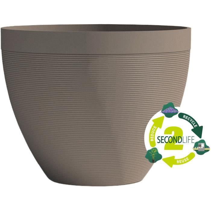 Flowerpot - GARDEN ID - Green Care Impact Taupe - 30 x 26 cm - 10-year guarantee - 100% recycled - UV/frost resistant