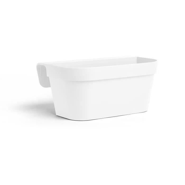 Planter + hook - GARDEN ID Star - White 50 x 21 cm - Easy fixing - Water reserve - recycled and 100% recyclable