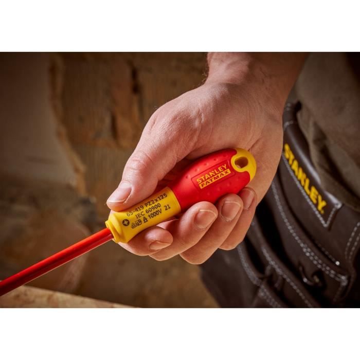 Set of 6 Insulated Screwdrivers 1000V - STANLEY FATMAX - 0-65-443 - Electrician + Pozidriv + Tester
