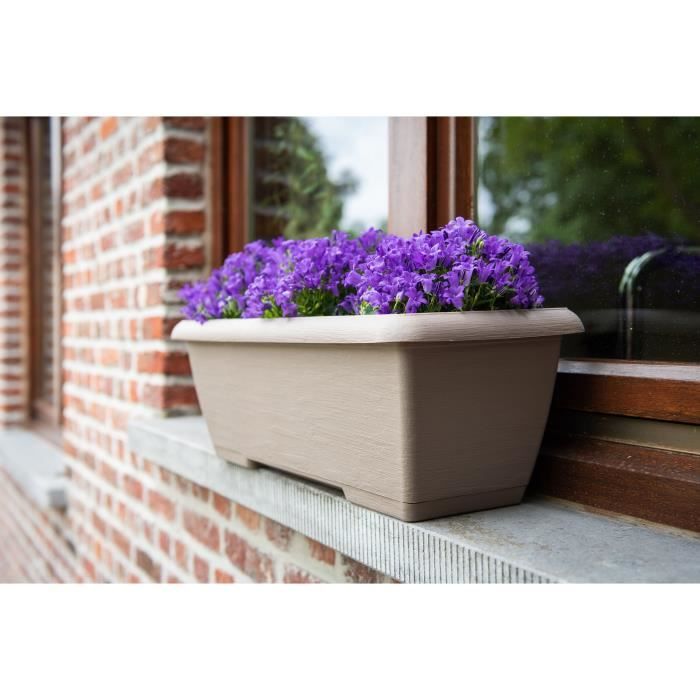 Planter - GARDEN ID Teramo - Taupe 60 cm - Solidity - Integrated water reserve - Recycled & 100% recyclable - Volume for plants