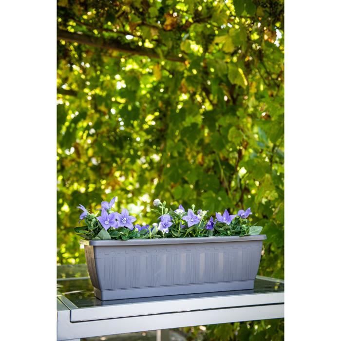 Planter - GARDEN ID Terraflor - Anthracite 60cm - Solidity - Water reserve - Recycled & 100% recyclable - Volume for plants.