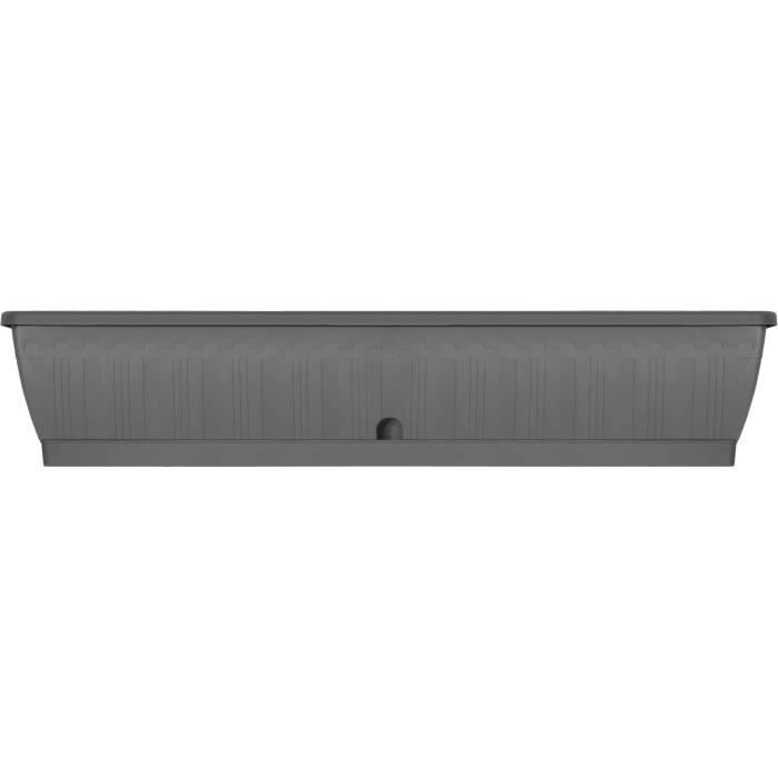 Planter - GARDEN ID Terraflor - Anthracite 100 cm - Solidity - Water reserve - Recycled & 100% recyclable - Volume for plants.