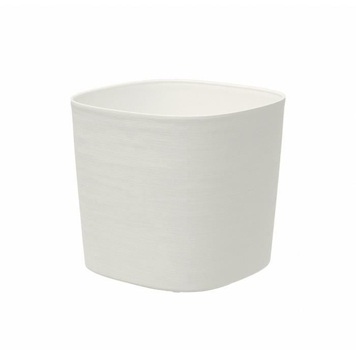 Pot with water reserve - GARDEN ID Respect - White 20 x 20 cm - with 100% household waste and 100% recyclable - Structured surface