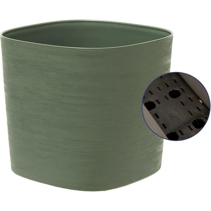 Pot with water reserve - GARDEN ID Respect - Verdigris 30 x 30 cm - 100% household waste - 100% recyclable - Structured surface.