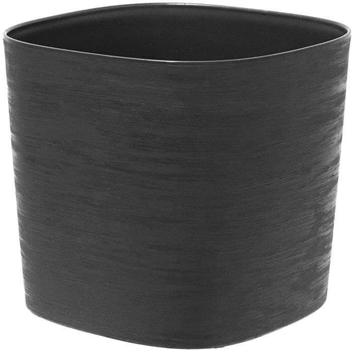 Pot with water reserve - GARDEN ID Respect - Black-Anth 40 x 40 cm - 100% household waste - 100% recyclable - Structured surface.