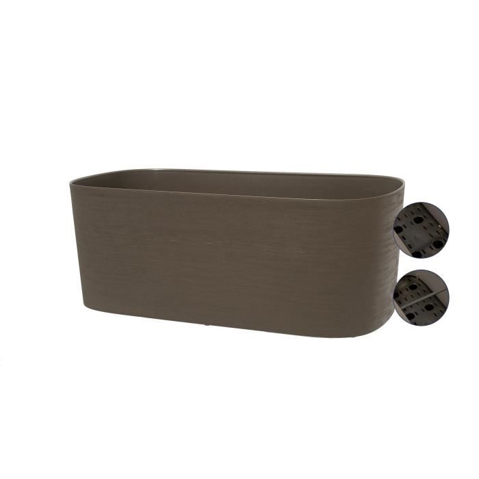 Planter with water reserve - GARDEN ID Respect - Taupe 50 x 17 cm - 100% household waste - 100% recyclable - Structured surface.