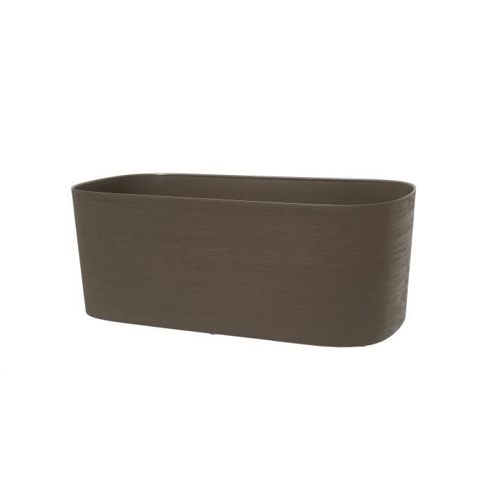 Planter with water reserve - GARDEN ID Respect - Taupe 50 x 17 cm - 100% household waste - 100% recyclable - Structured surface.