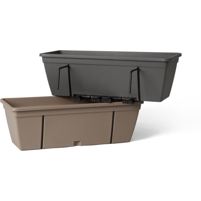 Gardener kit with metal hook, water reserve and drain spacer - GARDEN ID Smart - Taupe 50 cm