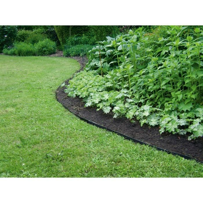 Recycled rubber garden edging - GARDEN ID Eco Border - 5 m H13 cm - Indestructible - Flexible, straight or curved installation.