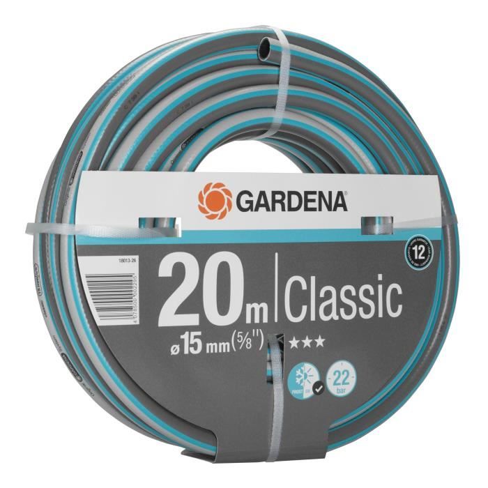Gardena Classic watering pipe-Length 20m-Ø15mm-High resistance pressure 22 bar maximum-12 years warranty (18013-26)