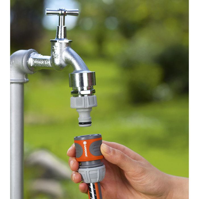 Gardena quick watering connection-suitable hose Ø13mm & Ø15mm-1 click fixation-Power GIP-5 years warranty (18215-20)