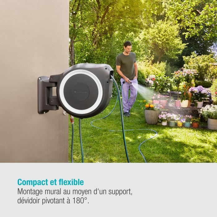 Gardena Automatic Wall Mural Rollup M/L White Liseret-Length 25m-Ø13mm-Full kit-5 years warranty (18622-20)