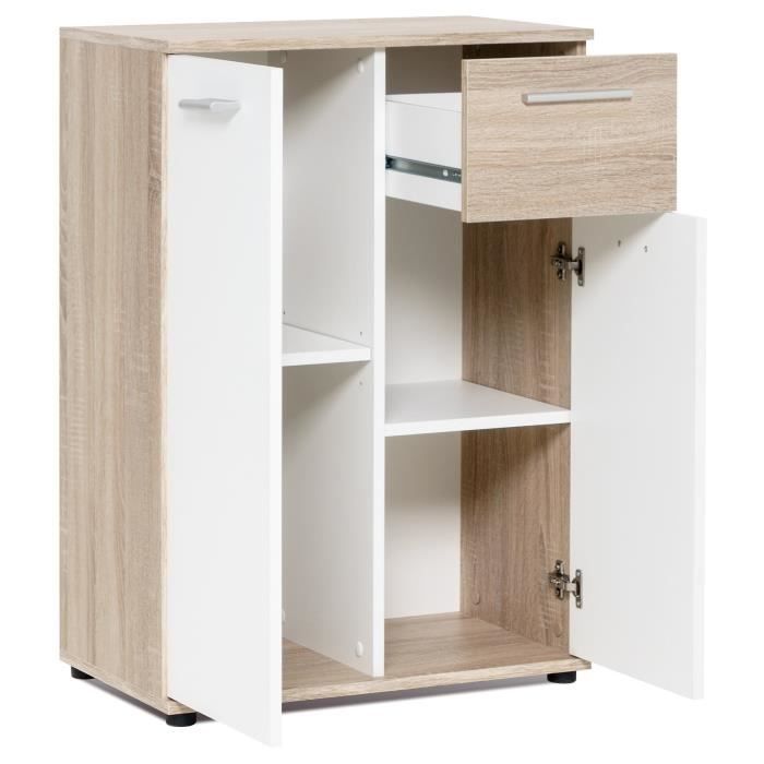 Jacky Small Buffet Storage Cabinet - Matted White and Sonoma Chene - Classic - L 60 cm