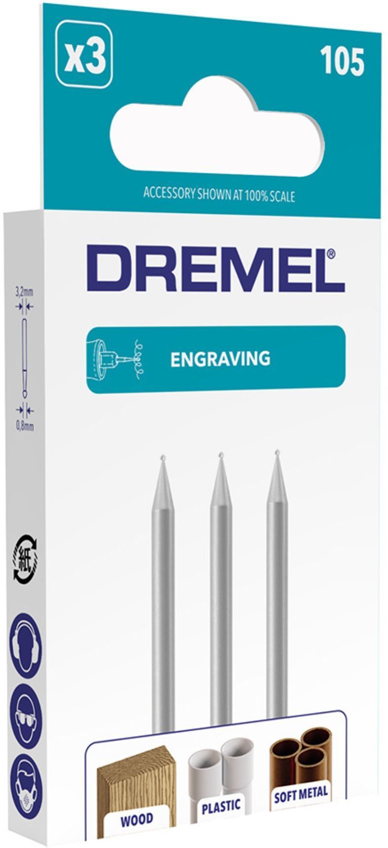 Set of 3 strawberries to engrave Dremel 105 (round end, Ø 0.8mm for high precision engraving and sculpture)