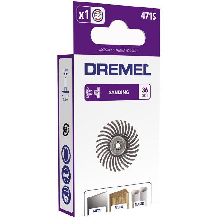 Dremel S471 'Diameter 25mm, grain 36 precision brush, for sanding and polishing)
