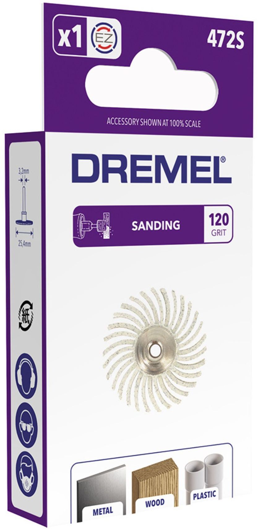 Dremel S472 precision brush (25mm diameter, grain 120, for sanding and polishing)