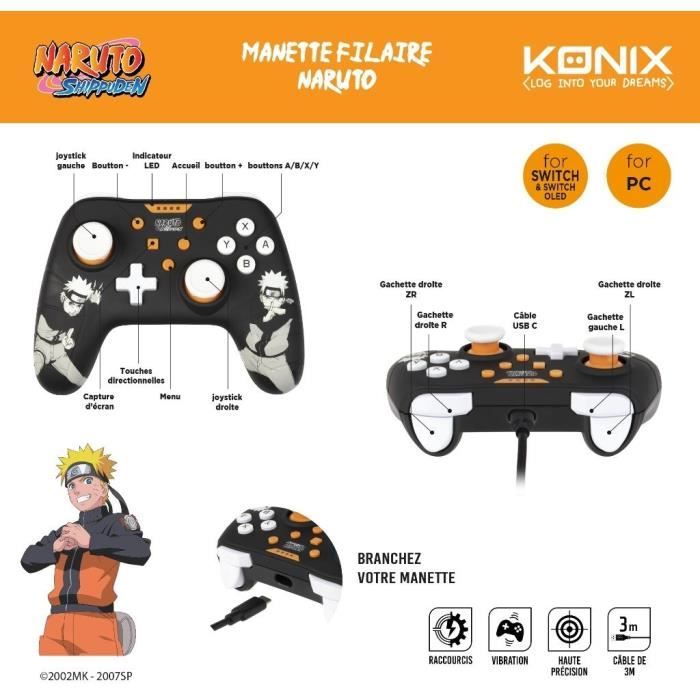 Gamepad - KONIX - Naruto - Black - Switch