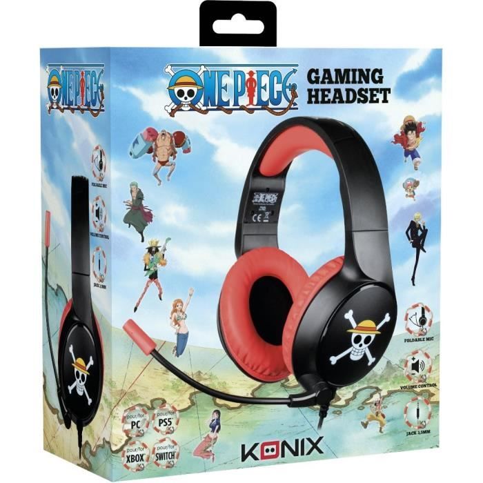 Wired gaming headset - KONIX - One Piece - PC, PS4, PS5, Switch and Xbox - Microphone - 1.5 m cable - 3.5 mm jack socket - Luffy