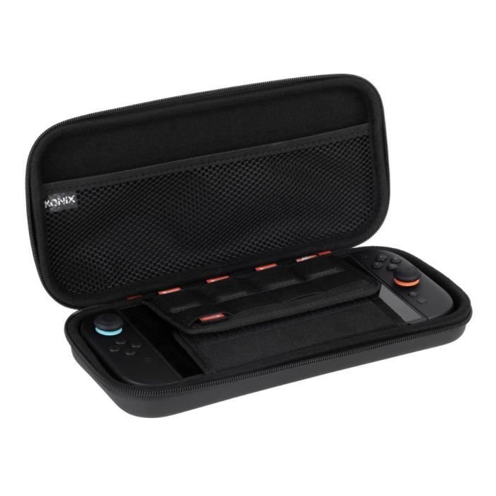 Protective and transport case - KONIX - Nintendo Switch 2 console - Accessory storage net - 8 game compartments - Black