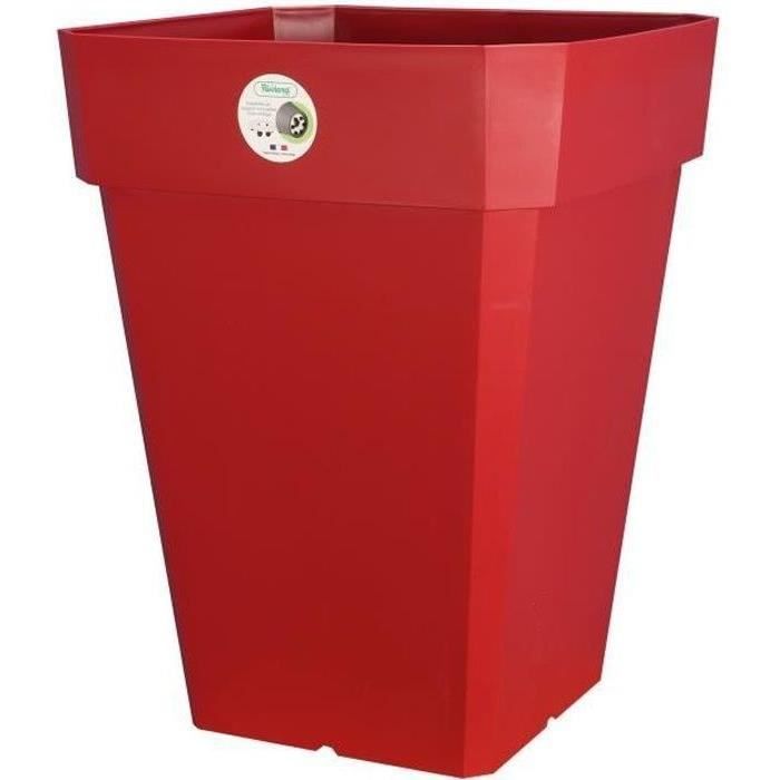 Riviera square flower flower pots plastic - 49 x 49 x h 50 cm - 65 l - red