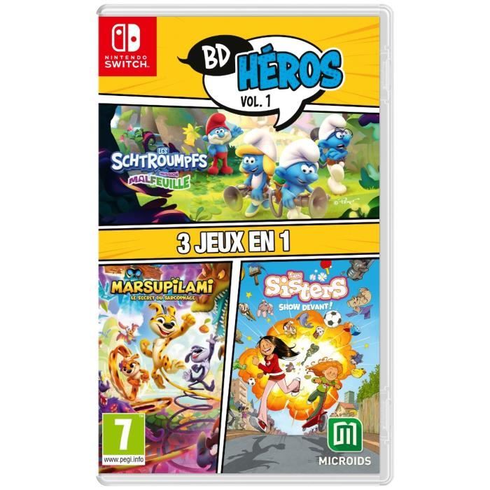Pack Bd Heros Vol.1: The Smurfs Mission Malfeuille Sisters 1 Marsupilami - Nintendo Switch Game