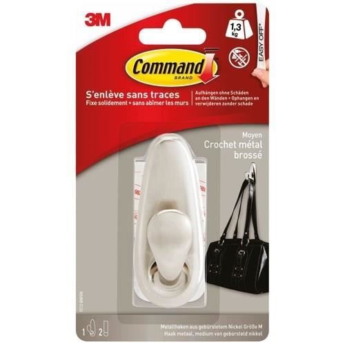 3M Brushed Nickel Decorative Metal Hook - Medium Model