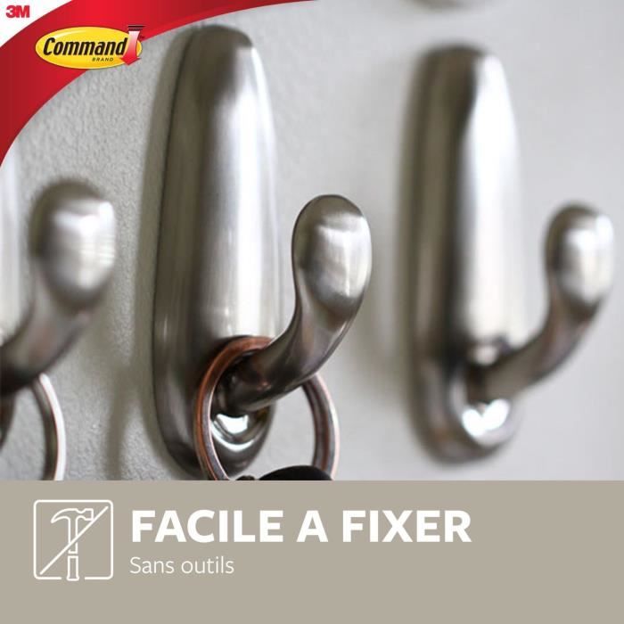 3M Brushed Nickel Decorative Metal Hook - Medium Model